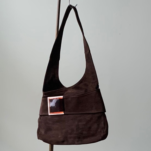 Marni Handbags - MARNI Hobo Shoulder Suede  Bag with Buckle